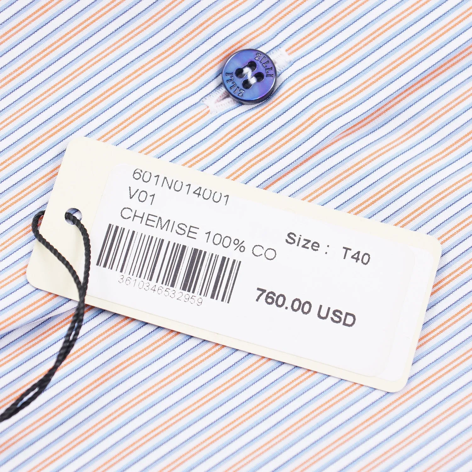 Zilli Sky-Orange Stripe Cotton Dress Shirt