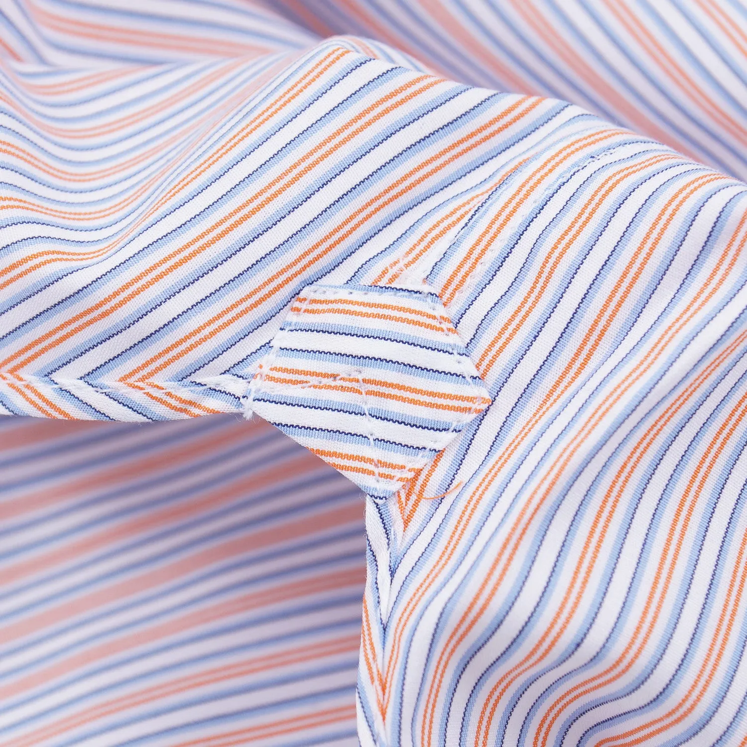 Zilli Sky-Orange Stripe Cotton Dress Shirt